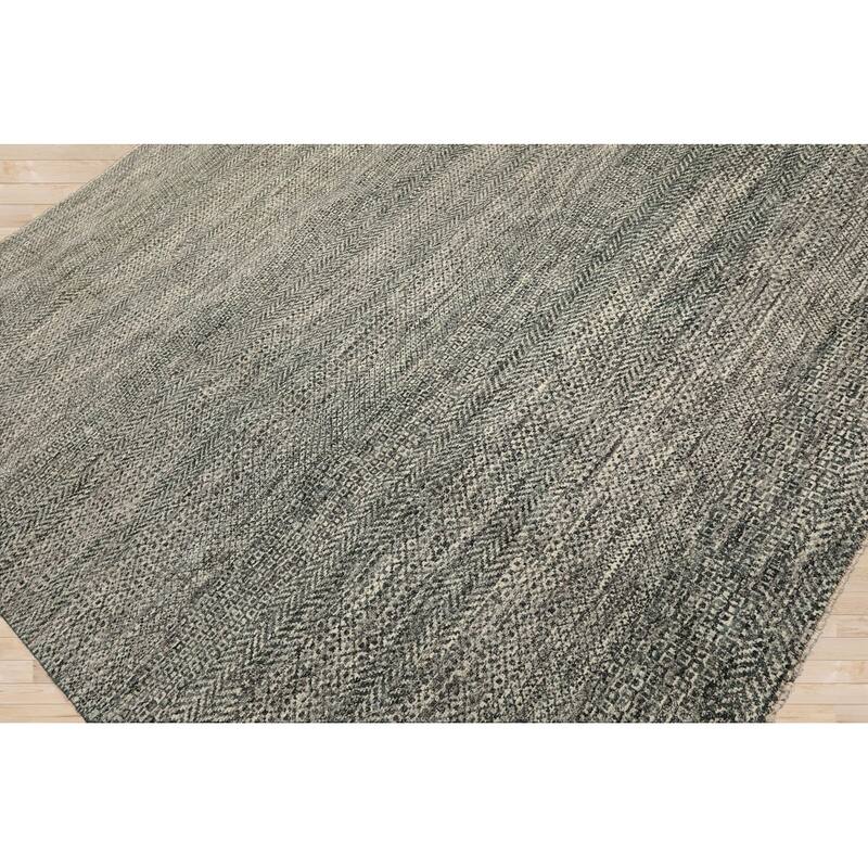 Ivory Contemporary Wool 8x10 Hand Knotted Geometric Style Area Rug - 8' 1'' x 10' 2''