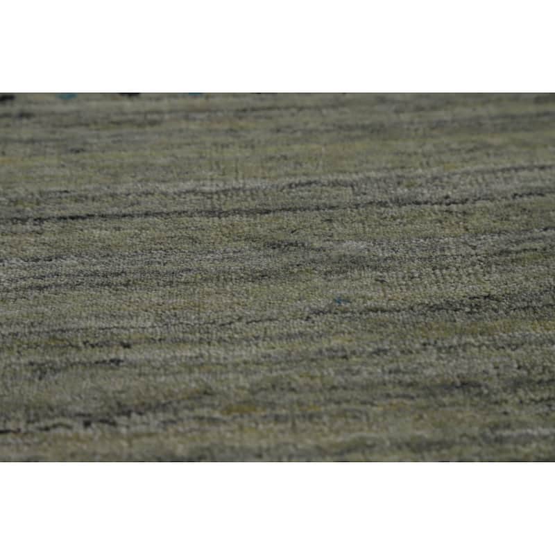 Gabbeh Indian Area Rug Handmade Striped Green Wool Carpet - 5'6" x 8'0"