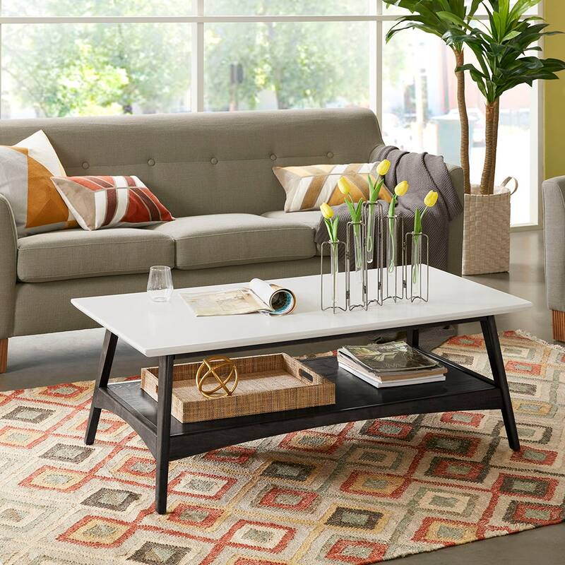 Coffee Table，Modern Accent table,for Living Room Bedroom Studio, Comfy，Living Room table Comfy Reading - Off-White+Black