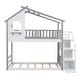 preview thumbnail 3 of 22, Twin Over Twin House Bunk Bed with Storage Stairs, Solid Wood Bedframe