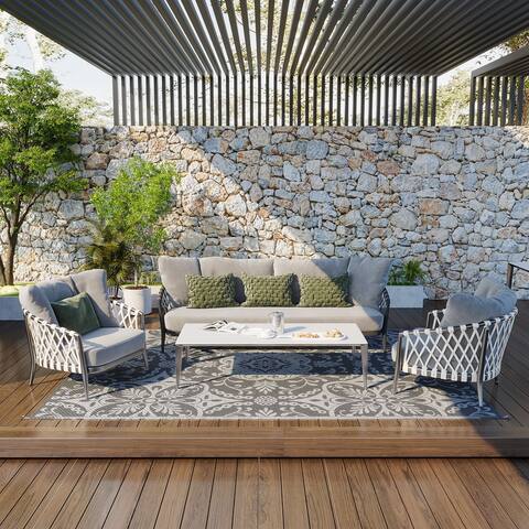 Outsunny RV Mat, Outdoor Patio Rug / Large Camping Carpet with Carrying Bag, 9' x 12', Waterproof Plastic Straw - 9' x 12'