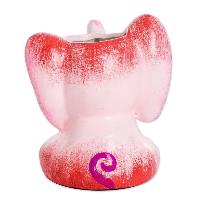 Novica Handmade Herbaceous Elephant Ceramic Mini Flower Pot