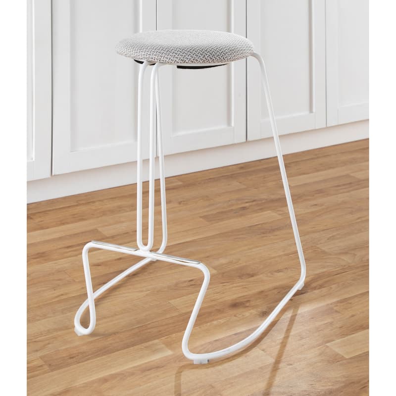 Finn Counter Stool in White Steel and Charcoall Fabric - Set of 2 - 19.5"Lx18"Wx25.75"H