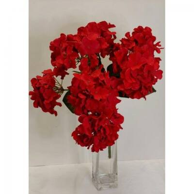 Red Hydrangea Bush Artificial Flower