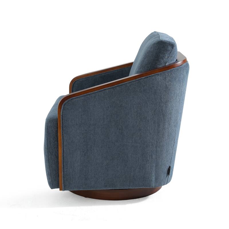 Chenille Modern 360°Swivel Barrel Chair Round Base