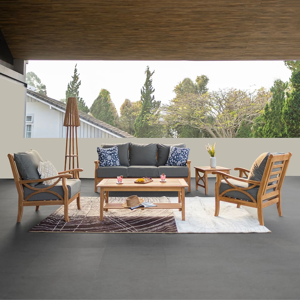 Cambridge Casual Luma 5-Piece Teak Outdoor Conversation Set with Cushion