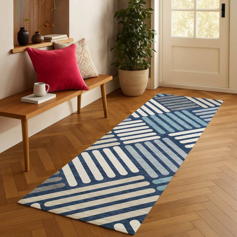 Machine Washable Indoor/ Outdoor Modern Weave Chantille Rug