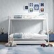 preview thumbnail 14 of 17, Costway Twin Over Full Metal Slats Bunk Bed Frame with Trundle, Guard