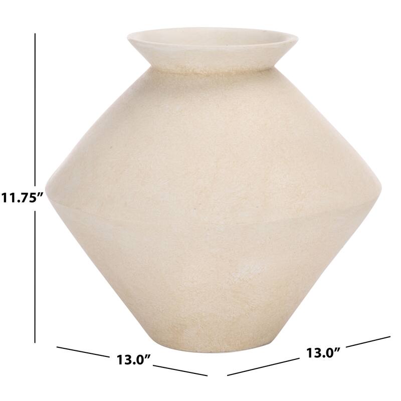 SAFAVIEH Home Nico 11.8-inch Cream Ceramic Asymetrical Rustic Finish Vase