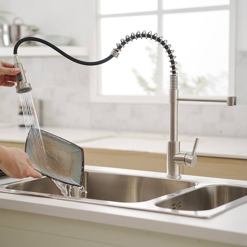 Single Handle Pull Down Kitchen Faucet with Double-Function