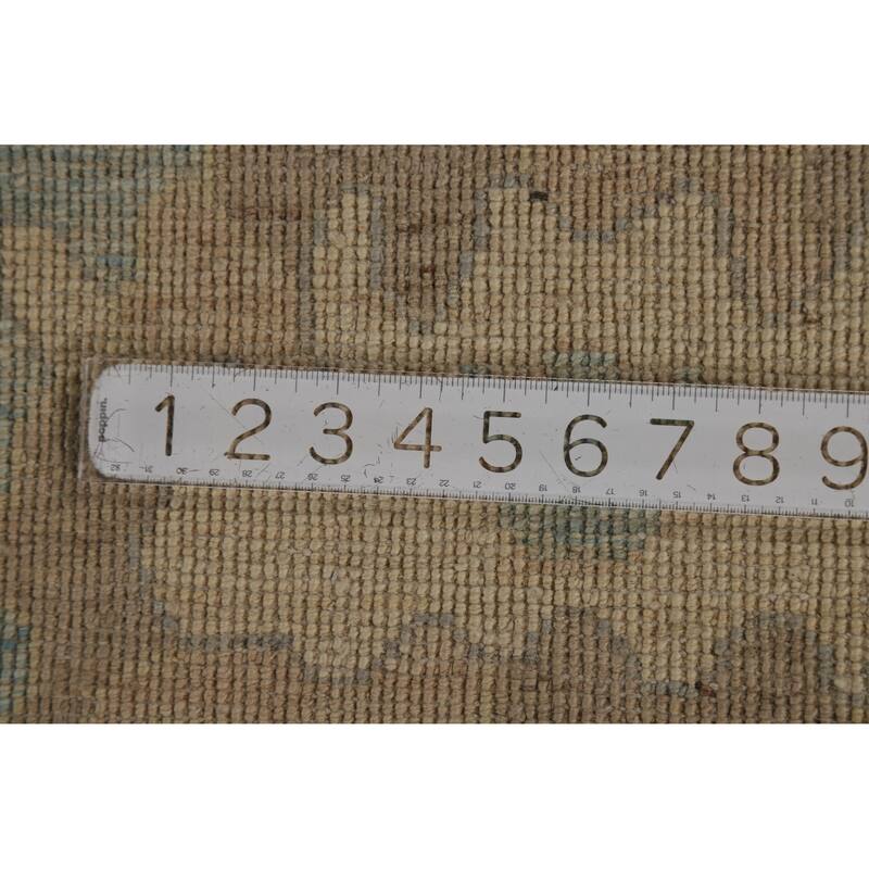 Beige Vegetable Dye Oushak Turkish Area Rug Hand-Knotted Wool Carpet - 7'10"x 9'10"