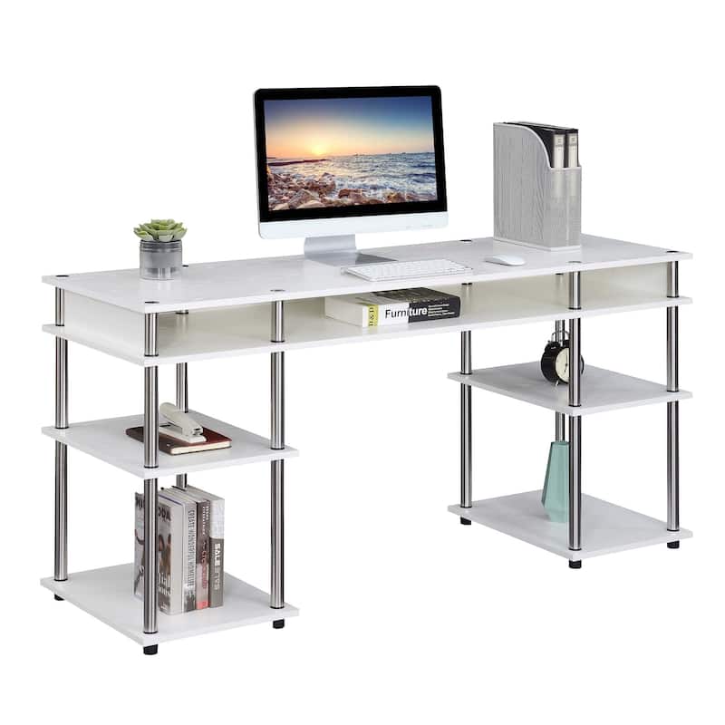 Convenience Concepts Designs2Go No Tools 60 inch Deluxe Student Desk with Shelves