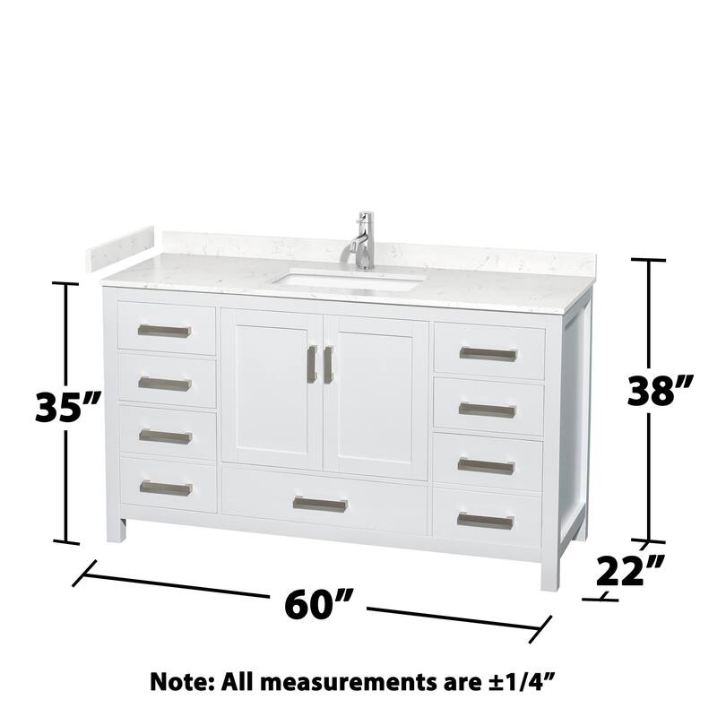 Wyndham Collection Sheffield 60" Single Bathroom Vanity, Carrara