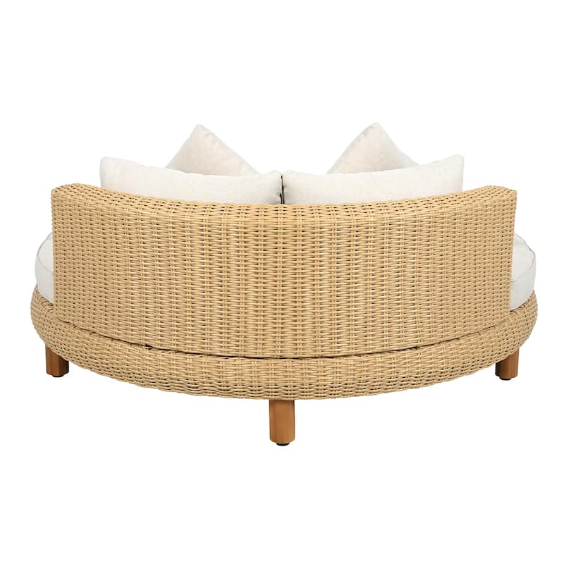 Christopher Knight Home - Jennie 63" Wicker Round Outdoor Daybed with Waterproof Cushions