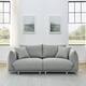 Modern Grey Deep Seater Loveseat Sofa Upholstered Couch with 2 Pillows ...