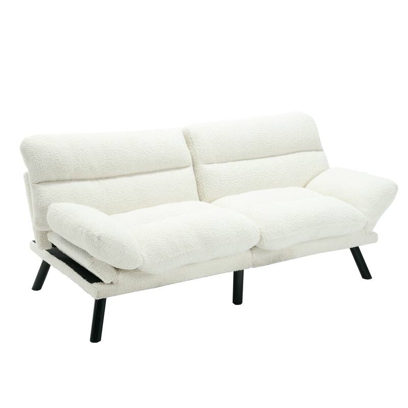 Modern Upholstered 2 Seaters Sleeper Sofa with Thick Cushion and Metal Feet