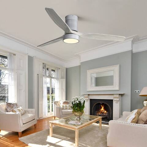 52 in. Indoor Silver Smart Ceiling Fan with LED Light