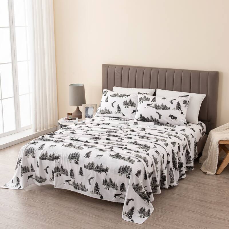Linery & Co. Winter Turkish Cotton Double-Brushed Flannel Bed Sheet Set