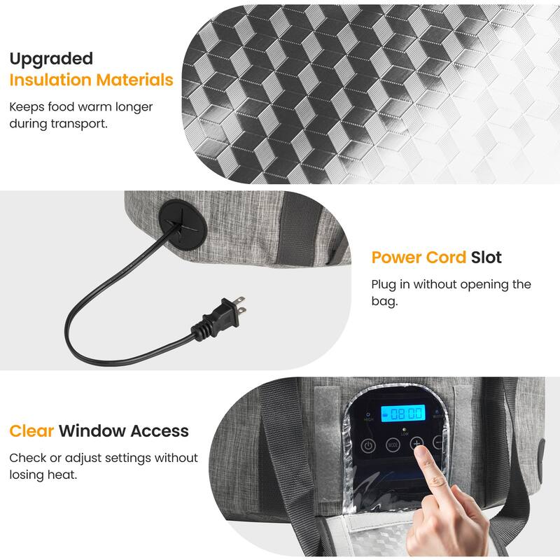 Slow Cooker Carrying Bag Fit for 6-8QT Slow Cooker, Grey