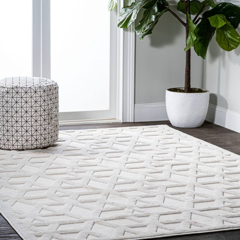 JONATHAN Y Peralta Neutral Geometric Indoor/Outdoor Area Rug