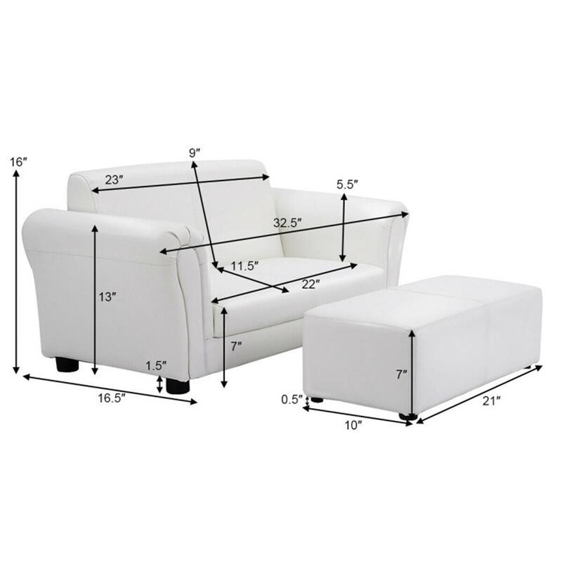 Kid's Double Couch Lounge sofa with Ottoman