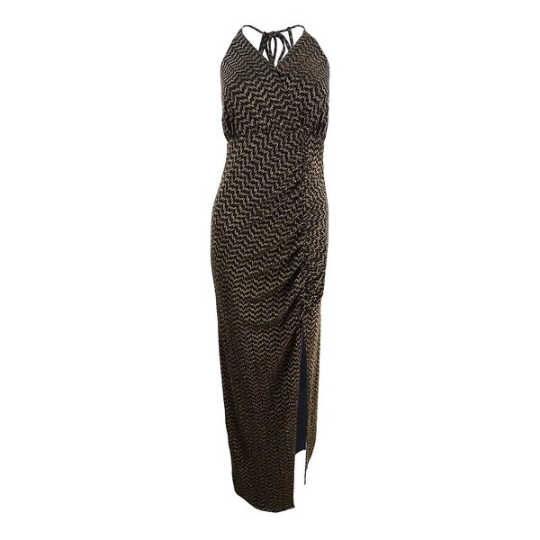 bcbg metallic faux wrap dress