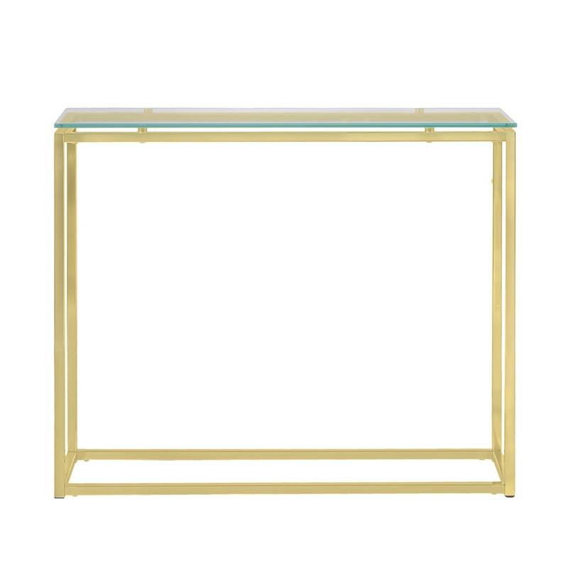 HomeRoots 36" Clear and Silver Glass Sled Console Table
