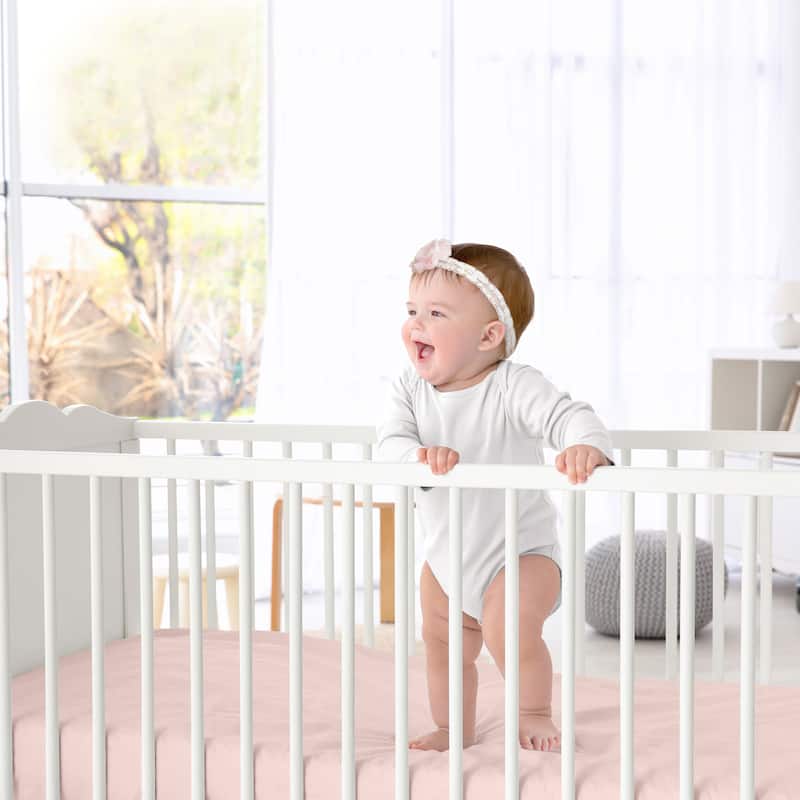 Sweet Jojo Designs Solid Blush Pink Celestial Collection Fitted Crib Sheet