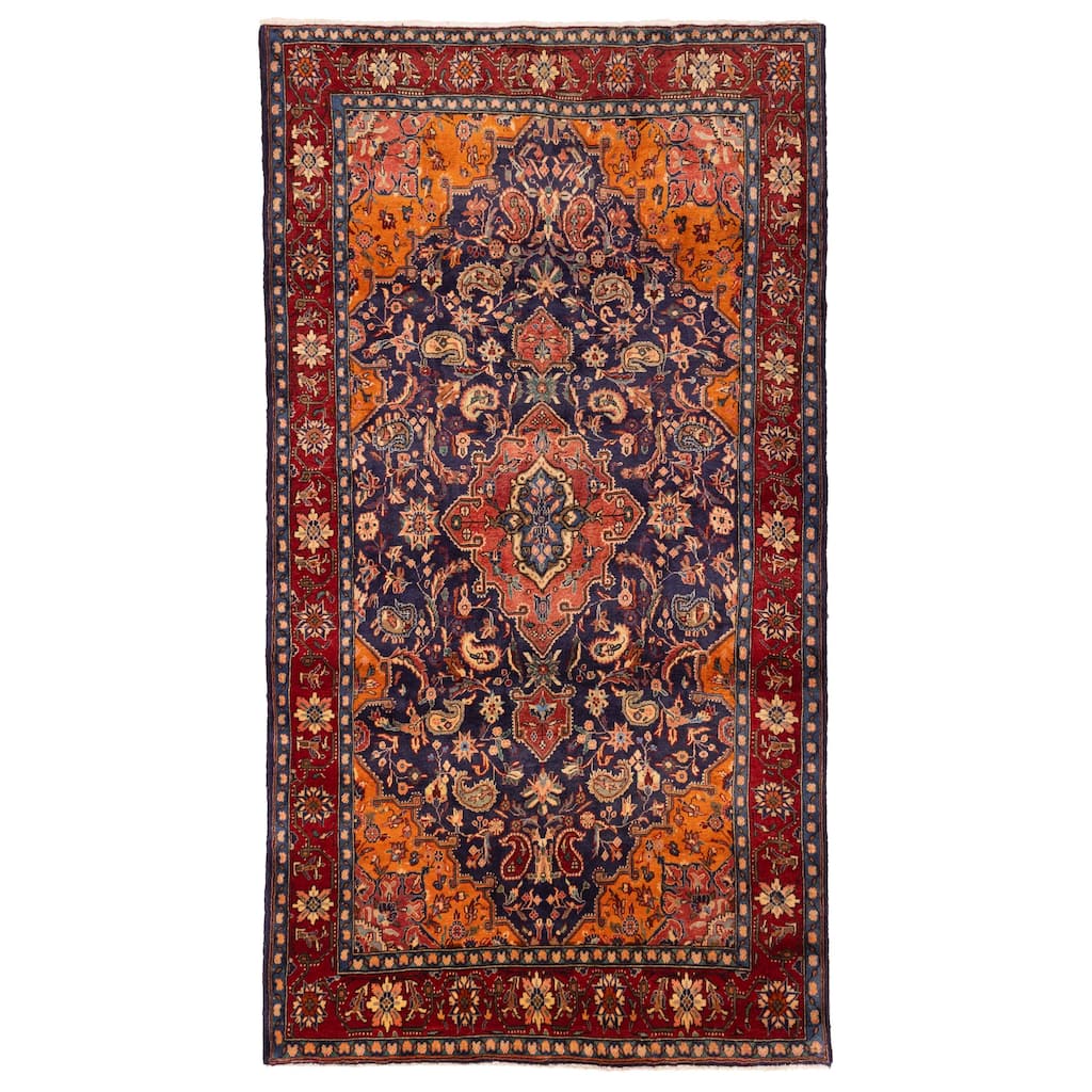 ECARPETGALLERY Hand-knotted Anadol Vintage Navy, Orange Wool Rug - 4'9 x 8'8