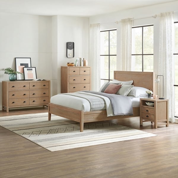 5 Piece Queen Size Bedroom Set, Modern Bedroom Furniture Sets with Queen  Bed Frame, Nightstand, Chest, Dresser and Mirror