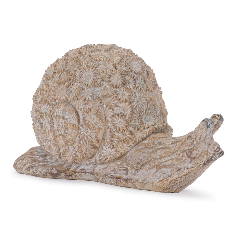 HomeRoots Set of Two Brown Polyresin Snail And Turtle Tabletop Sculptures - 7.10 in. x 4.25 in. x 3.30 in.