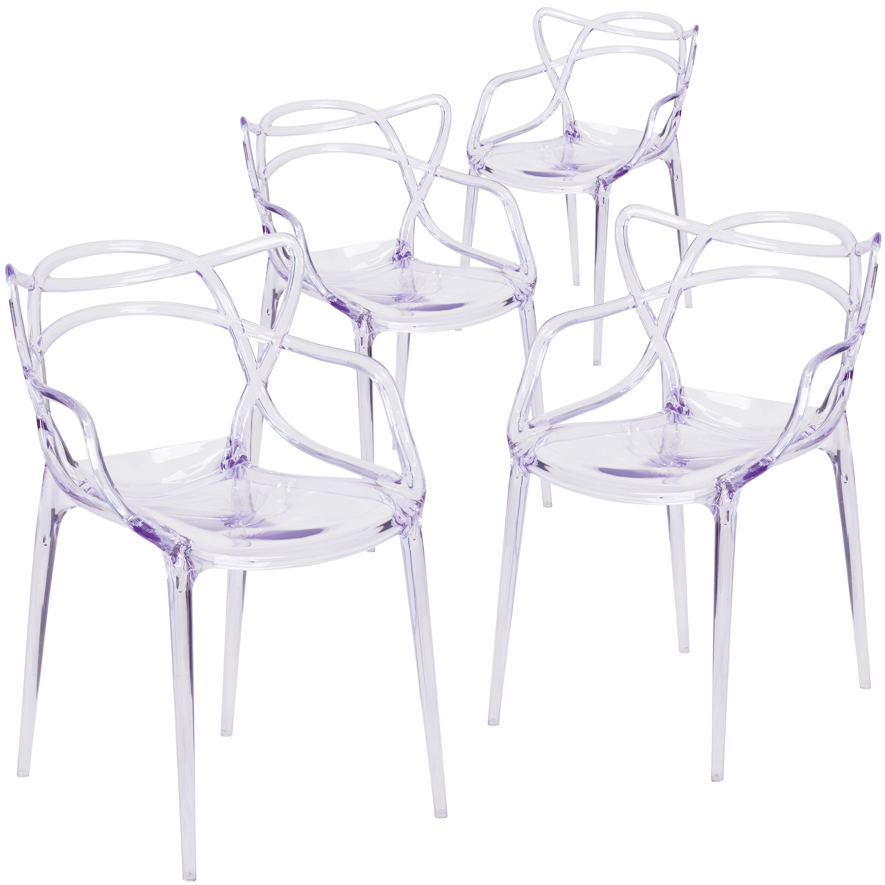 Clear Contemporary Stackable Arm Chairs (Set of 4)