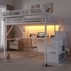 preview thumbnail 16 of 56, High Loft Bed Metal Bed Frame with Stairs Built-in Shelves and Wardrobe, Side Grid Rack, Light, Charging Station and Desk