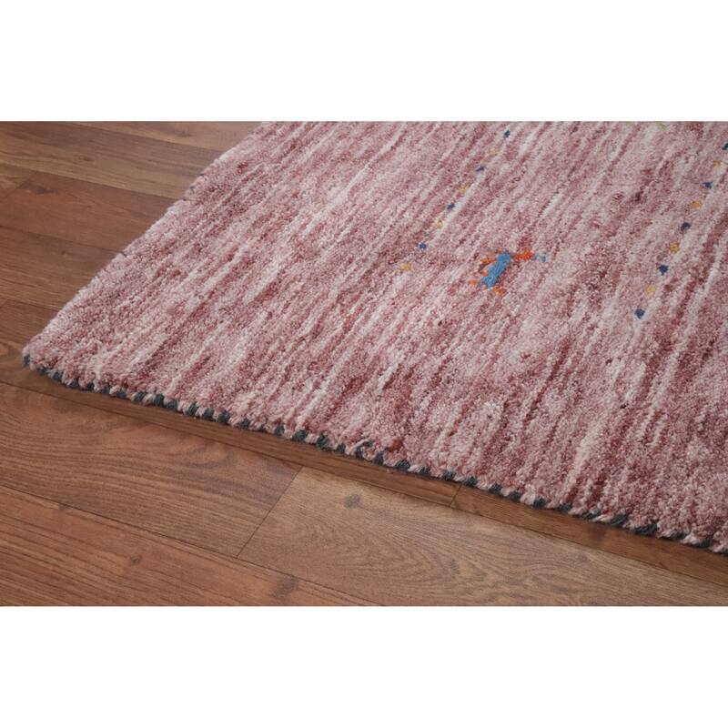 Hand Knotted Oriental 100% Wool Carpet Tribal Tribal Pink Gabbeh Area Rug - 9' 8'' X 7' 10''