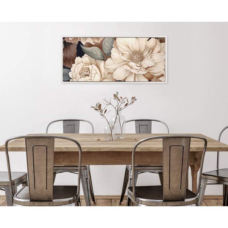 Sylvie Beaded Retro Glam Floral Framed Canvas by Creative Bunch Studio