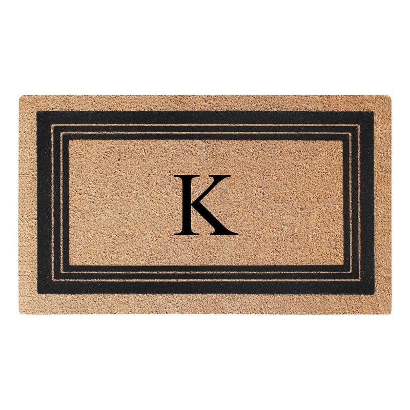 A1HC Natural Coir Monogrammed Entrance Door Mats, Durable Large Outdoor Rug, Non-Slip, Flock Doormat 18"X30" - K