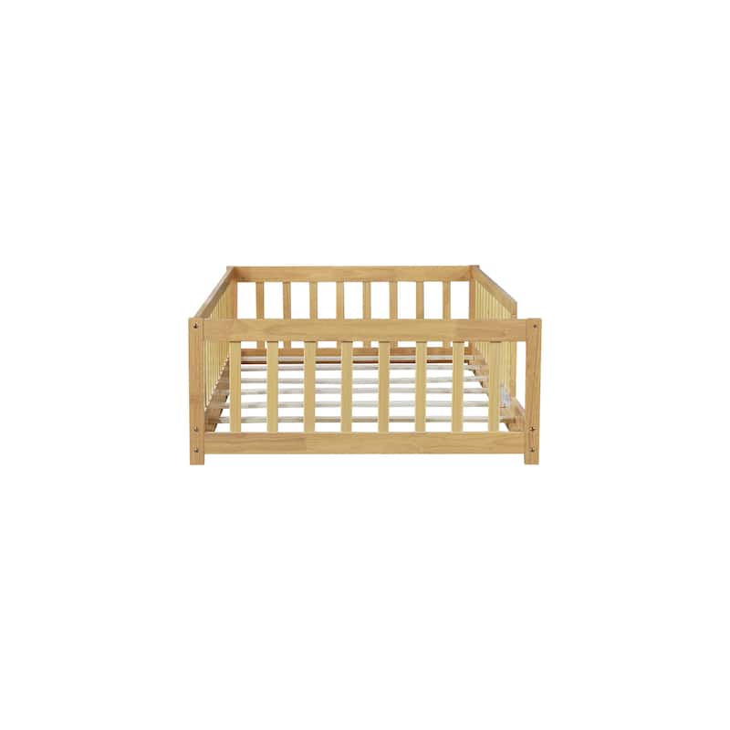 Safe and Fun Floor Bed with Fence for Kids