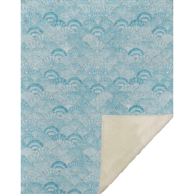 Premium Machine Washable ASB181 Coastal Seashell Sherpa Throw Blanket