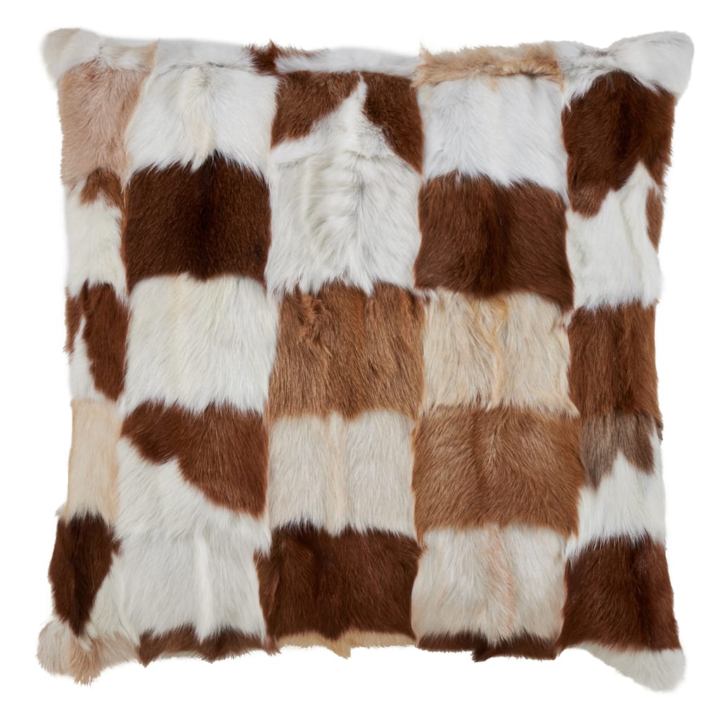 Patchwork Goat Fur Throw Pillow