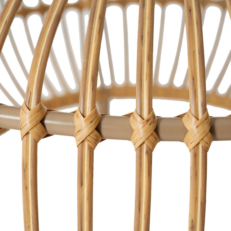 Roomfitters Bohemian Faux Rattan Coffee Table, Handcrafted Round Side Table for Indoor & Outdoor Use, Light Brown