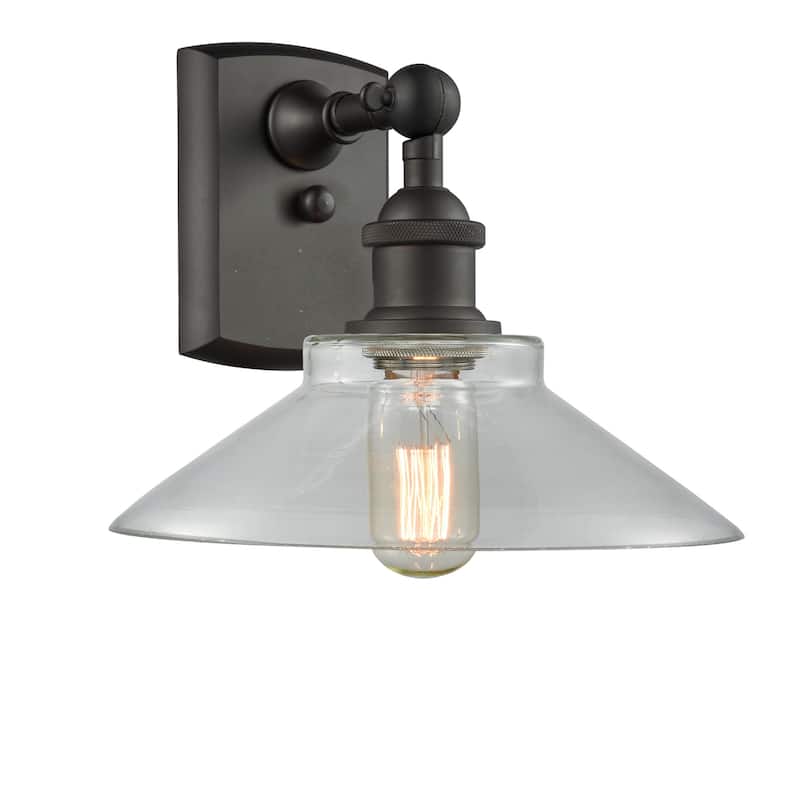 Innovations Lighting Disc Single Light 10" Wide Bathroom Sconce - Oiled Rubbed Bronze / Clear
