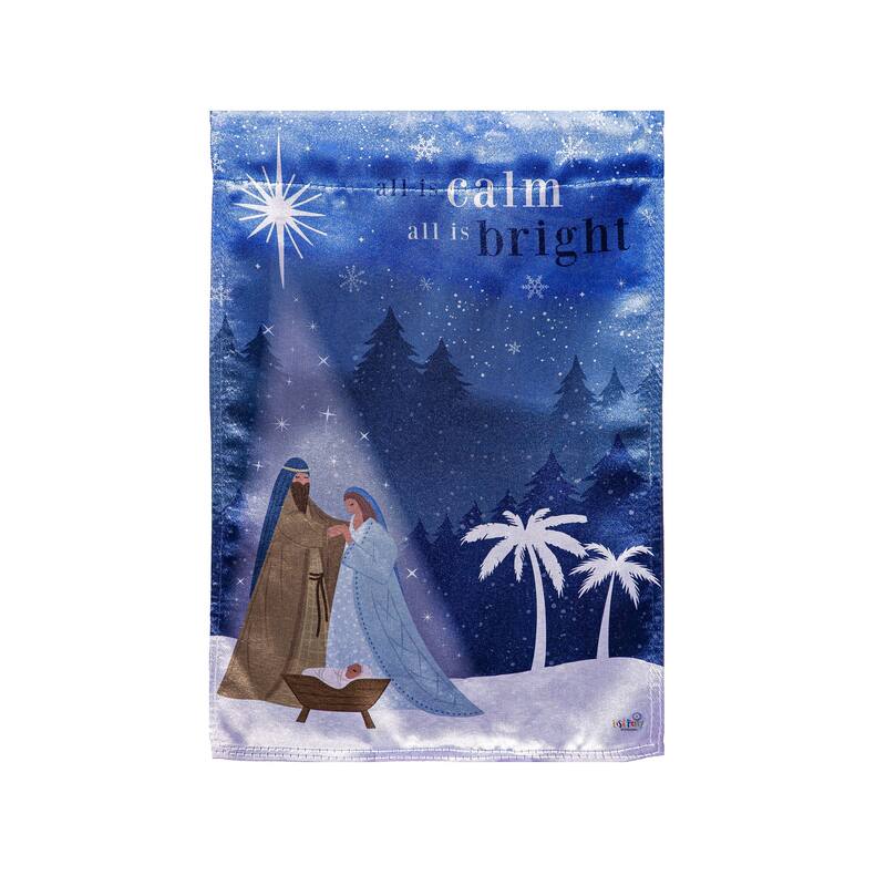 12.5 in. x 18 in. All is Calm Nativity Lustre Garden Flag - Multicolor - 12.5 in x 18 in