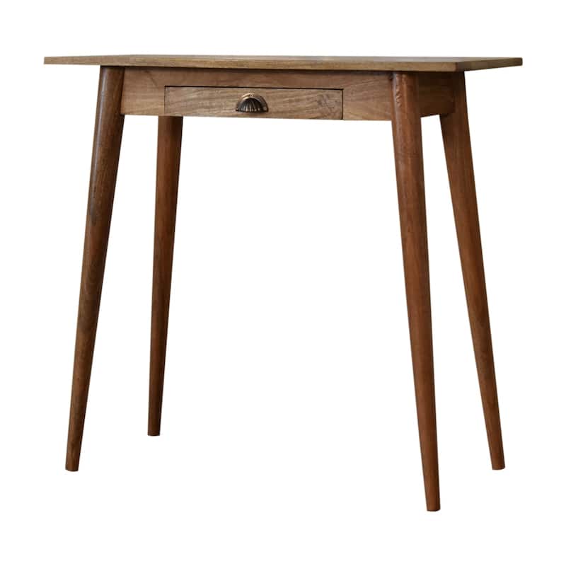 Artisan Furniture Solid Wood Mini Nordic Style Writing Desk, Brown with 1 Drawer