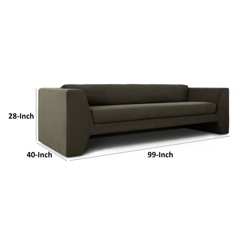 Roe Sofa, Moss Green Performance Velvet, Wide Track Arms, 99 Inch