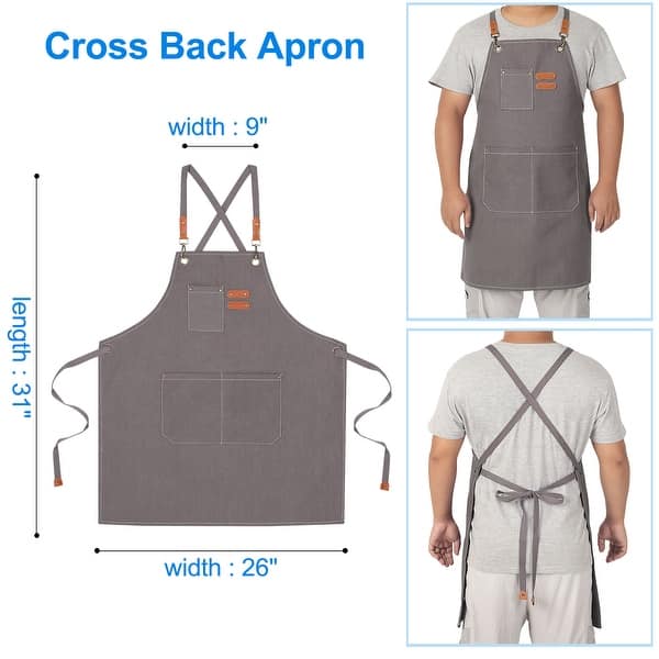 2pcs Adjustable Chef Apron Cross Back Aprons for Cooking, Painting 76cmx68cm Bed Bath