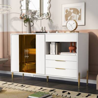 Storage Cabinets with Adjustable Glass Shelves