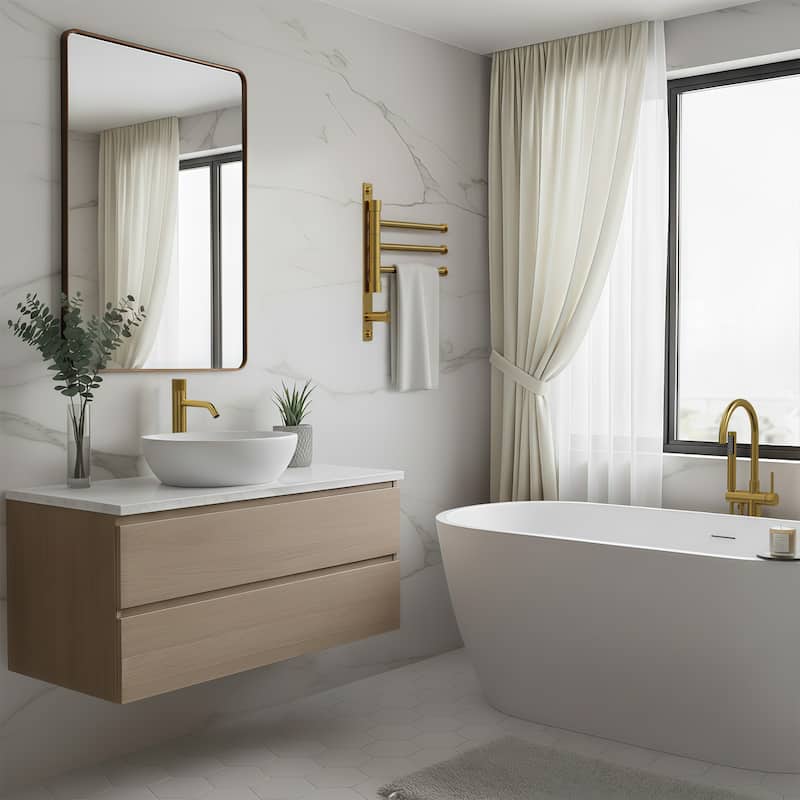 GRANDJOY Wall-Mounted Stainless Steel Swivel Towel Bar with 3 Rotatable Arms