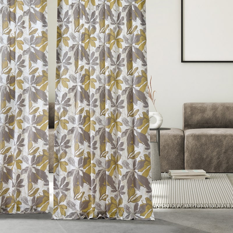 Exclusive Fabrics Autumn Whisper Leaves Printed Cotton Room Darkening Curtains (1 Panel)