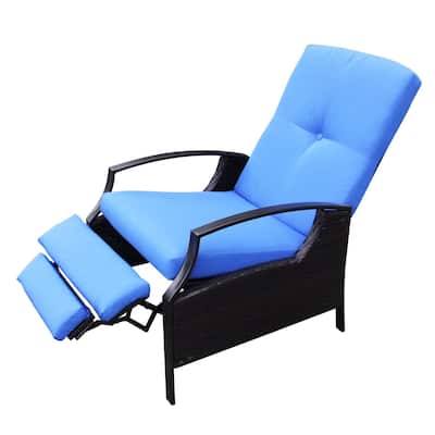Outsunny Outdoor Rattan Wicker Cushioned Recliner Chair