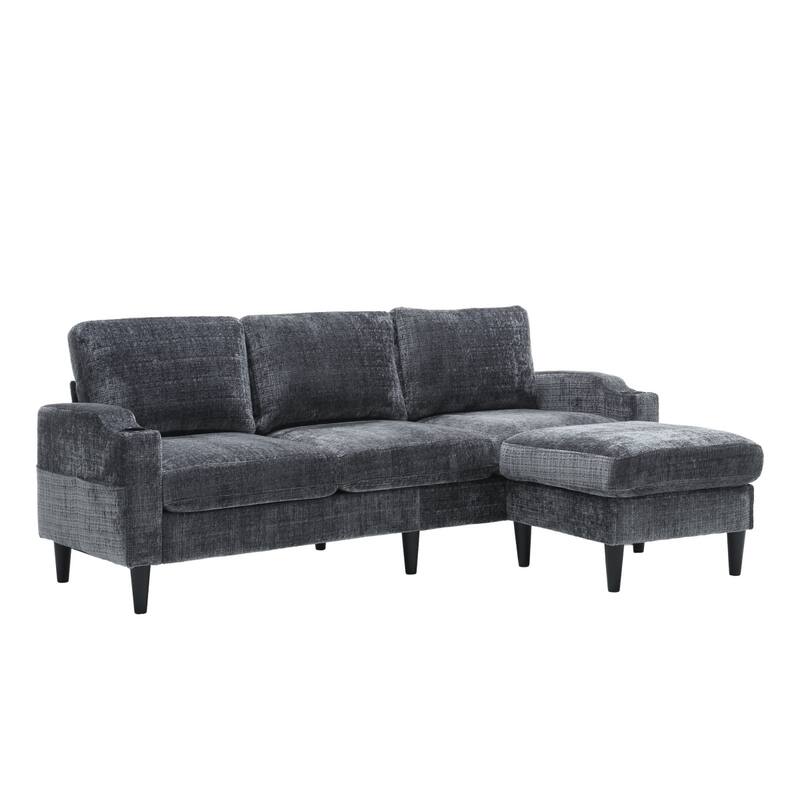 Convertible Sectional Sofa Couch, L-Shape Cozy Sofa Couch Set 4 Seat Sofa Sectional with Storage Ottoman for Living Room